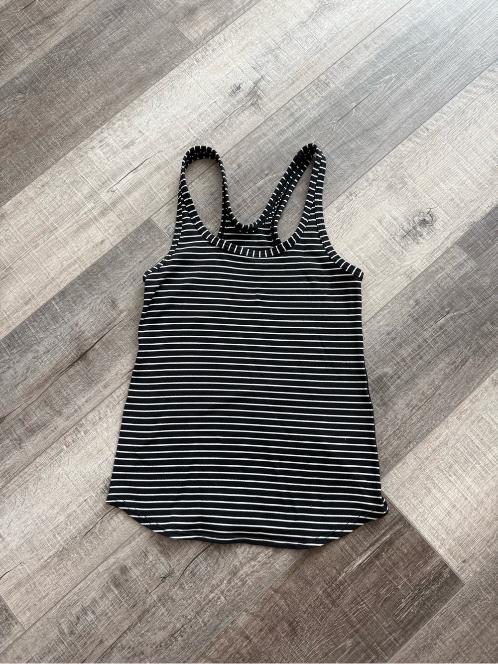lululemon athletica Black and White Striped Racerback Tank